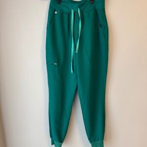 EUC Figs Women’s Emerald Green Zamora High Waisted Jogger Scrub Pants size S